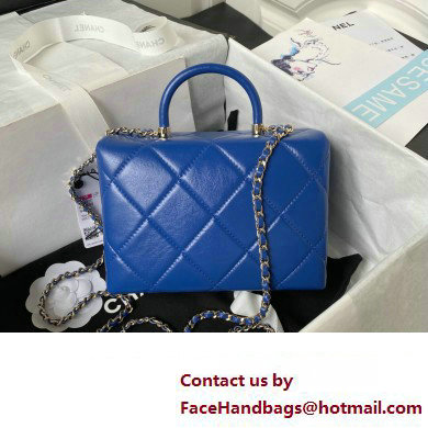 Chanel Quilted Shiny Calfskin  &  Gold-Tone Metal Small box Bag AS4470 Blue 2023